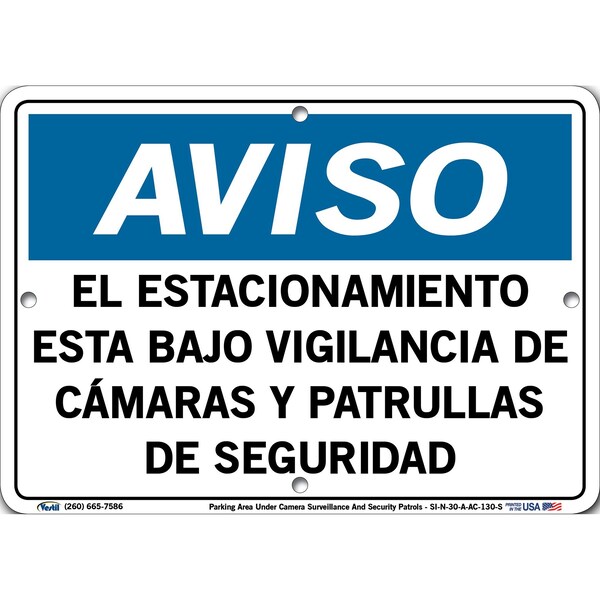 Aluminum Composite Sign, 7-1/2" Height, 10-1/2" Width, Aluminum Composite, Rectangle, Spanish